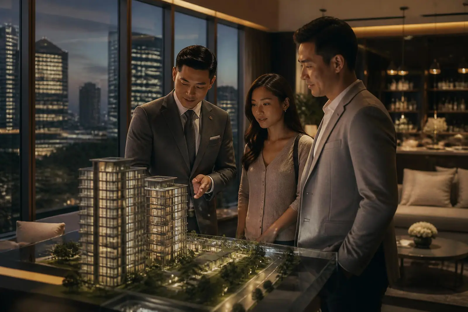Property development scenting in a sales suite and luxury apartment lobby